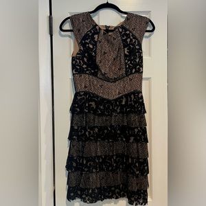 BCBG Tan/black lace mini